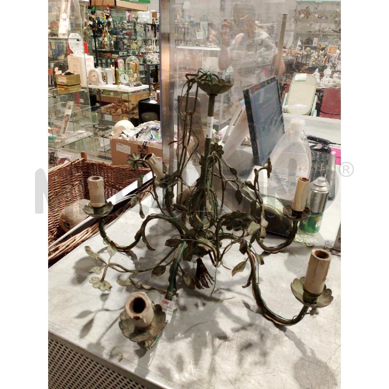 LAMPADARIO FERRO BATTUTO FOGLIE VERDE | Mercatino dell'Usato San giovanni teatino 2