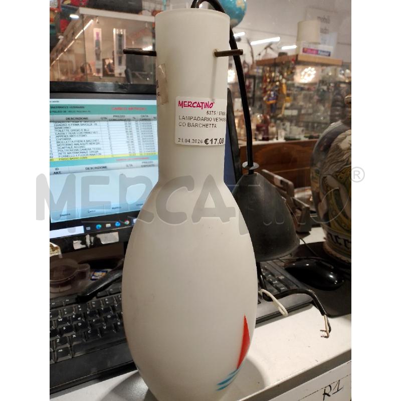 LAMPADARIO VETRO BIANCO BARCHETTA | Mercatino dell'Usato San giovanni teatino 1