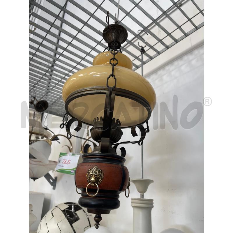 LAMPADARIO VETRO GIALLO E LEGNO | Mercatino dell'Usato San giovanni teatino 1