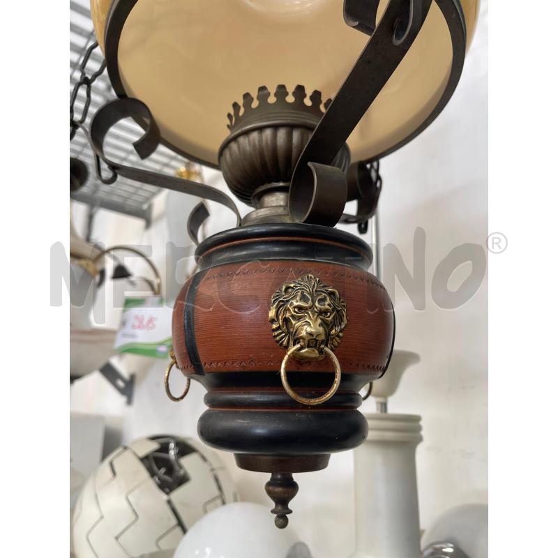 LAMPADARIO VETRO GIALLO E LEGNO | Mercatino dell'Usato San giovanni teatino 2