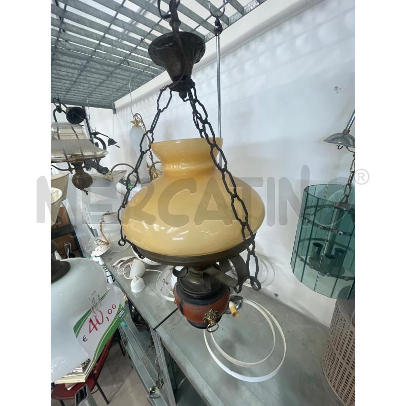 LAMPADARIO VETRO GIALLO E LEGNO | Mercatino dell'Usato San giovanni teatino 3