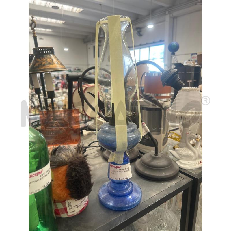 LAMPADA AD OLIO VETRO BLU | Mercatino dell'Usato San giovanni teatino 1