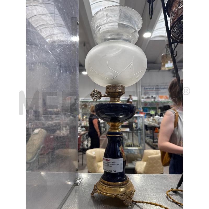 LAMPADA DA TAVOLO CERAMICA BLU FIORI | Mercatino dell'Usato San giovanni teatino 2