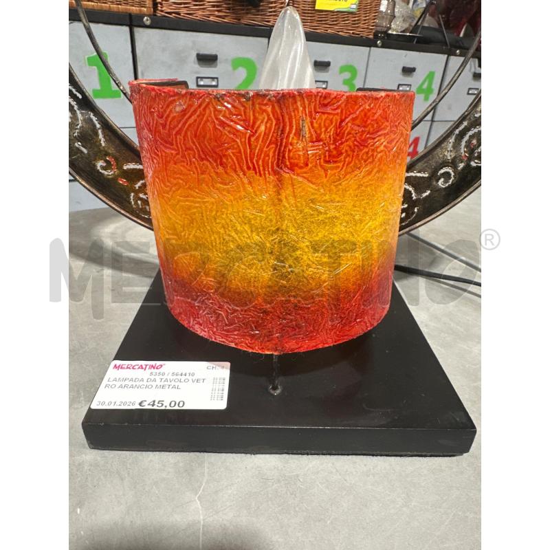 LAMPADA DA TAVOLO VETRO ARANCIO METALLO TONDO | Mercatino dell'Usato San giovanni teatino 2