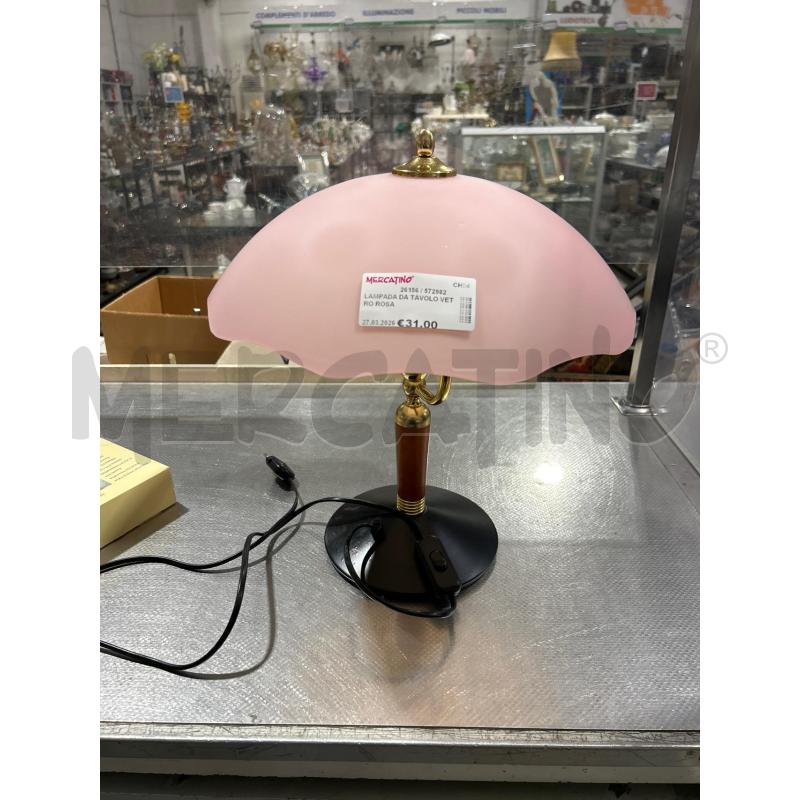 LAMPADA DA TAVOLO VETRO ROSA | Mercatino dell'Usato San giovanni teatino 1