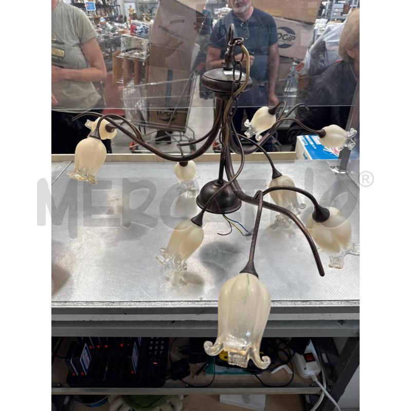 LAMPADA FERRO COPPETTE VETRO 9 LUCI | Mercatino dell'Usato San giovanni teatino 1