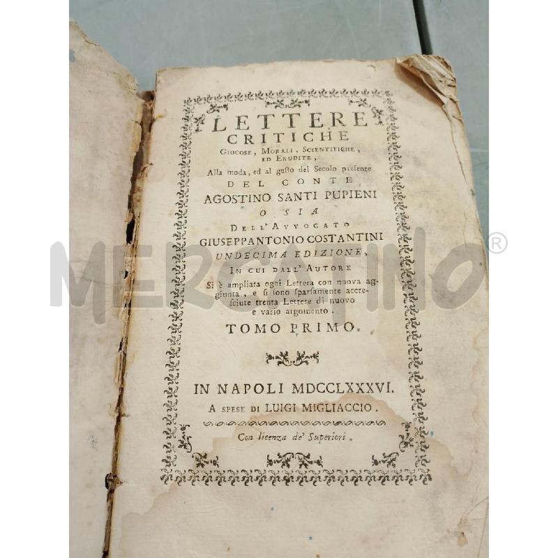 LIBRO LETTERE CRITICHE GIOCOSE MORALI SCIENTIFICHE | Mercatino dell'Usato San giovanni teatino 1