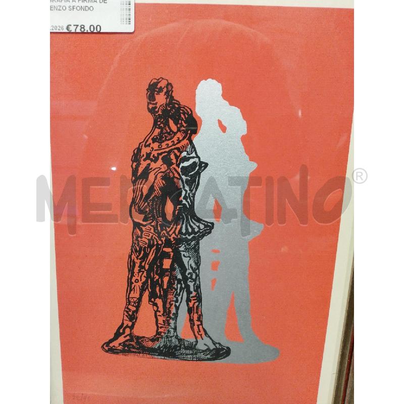LITOGRAFIA A FIRMA DE VINCENZO SFONDO ROSSO 23X34 | Mercatino dell'Usato San giovanni teatino 1