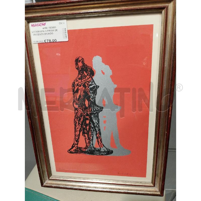 LITOGRAFIA A FIRMA DE VINCENZO SFONDO ROSSO 23X34 | Mercatino dell'Usato San giovanni teatino 2