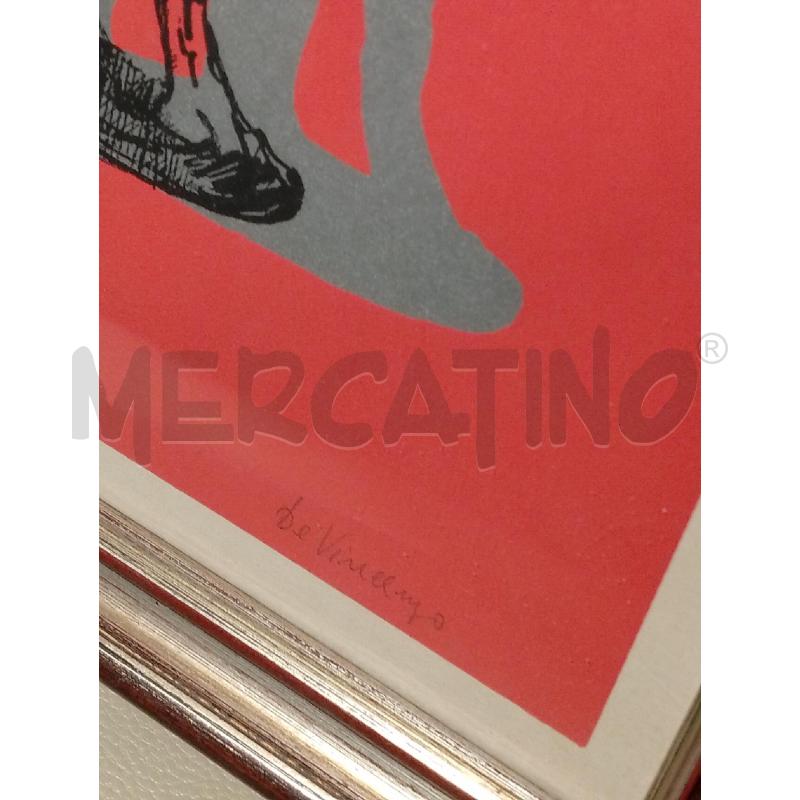 LITOGRAFIA A FIRMA DE VINCENZO SFONDO ROSSO 23X34 | Mercatino dell'Usato San giovanni teatino 3