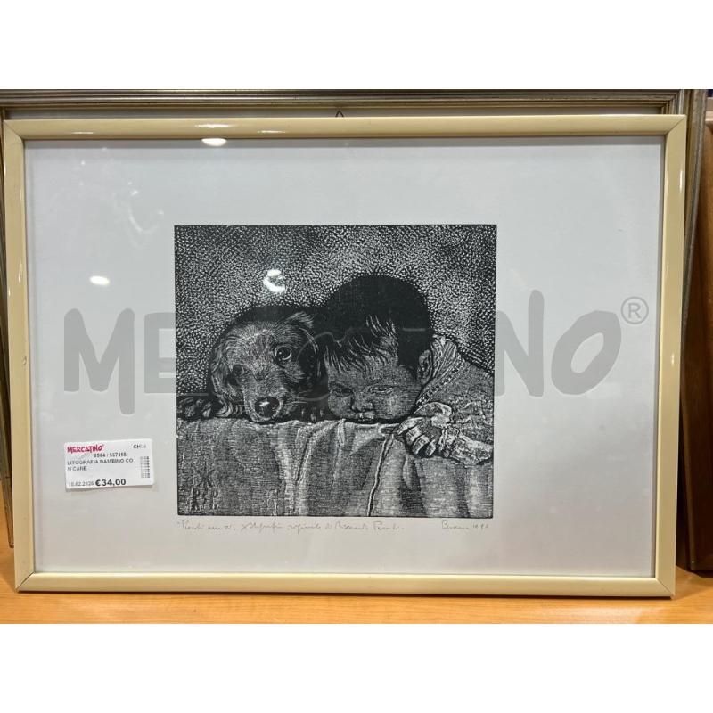 LITOGRAFIA BAMBINO CON CANE  | Mercatino dell'Usato San giovanni teatino 1