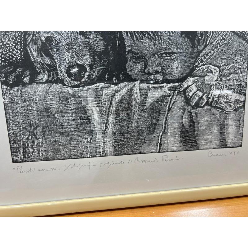 LITOGRAFIA BAMBINO CON CANE  | Mercatino dell'Usato San giovanni teatino 2