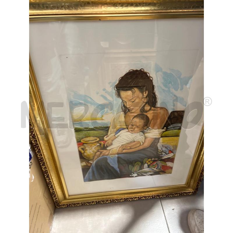 LITOGRAFIA DONNA  CON BAMBINO A FIRMA DI FEBO | Mercatino dell'Usato San giovanni teatino 1