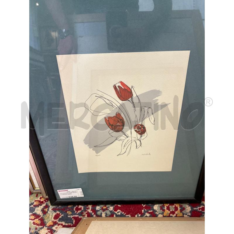 LITOGRAFIA FIORI ROSSI CORNICE NERA | Mercatino dell'Usato San giovanni teatino 1
