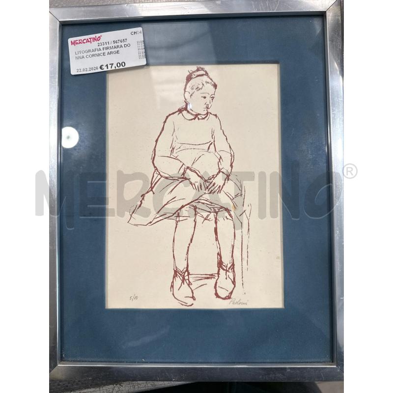 LITOGRAFIA FIRMARA DONNA CORNICE ARGENTATA | Mercatino dell'Usato San giovanni teatino 1