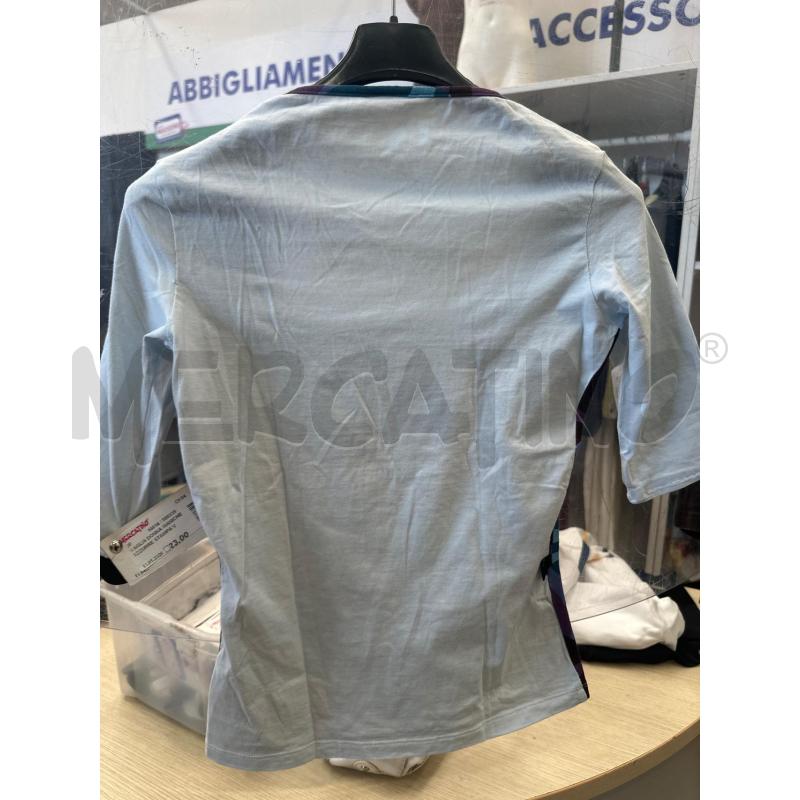 MAGLIA DONNA MANICHE AZZURRE STAMPA VIOLA BORDEAUX AZZURRA | Mercatino dell'Usato San giovanni teatino 3