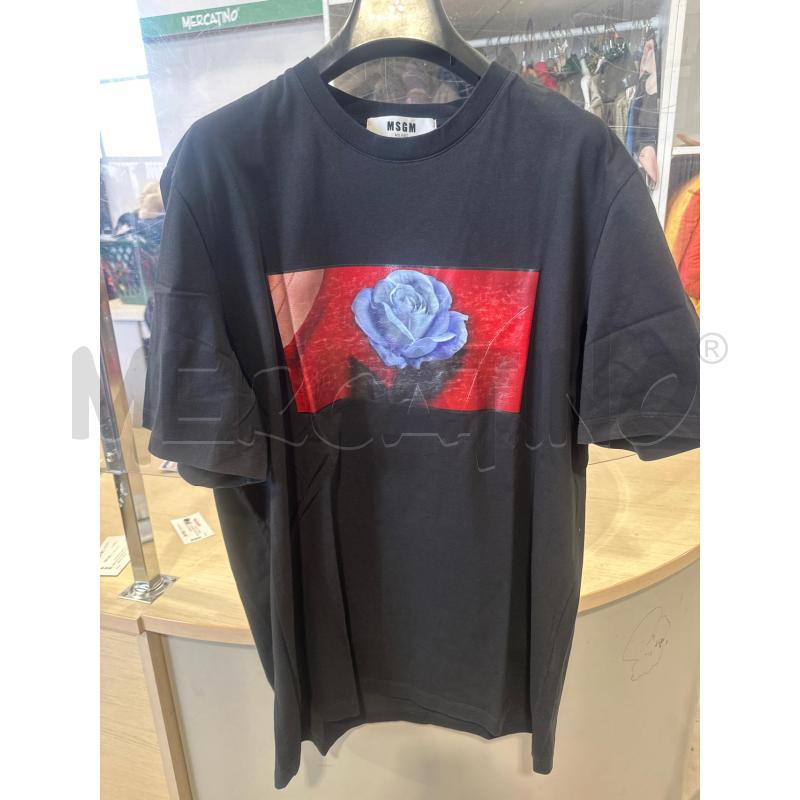 MAGLIA DONNA MSGM NERA STAMPA ROSSA ROSA BLU  | Mercatino dell'Usato San giovanni teatino 1