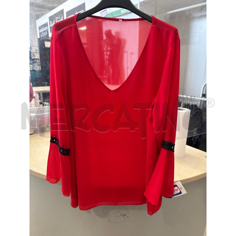 MAGLIA DONNA SMARCHIATA ROSSA DETT PIZZO NERO | Mercatino dell'Usato San giovanni teatino 1