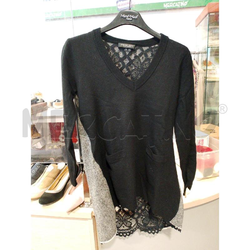 MAGLIA DONNA TWIN SET NERA RETRO GRIGIO BOTTONI | Mercatino dell'Usato San giovanni teatino 1