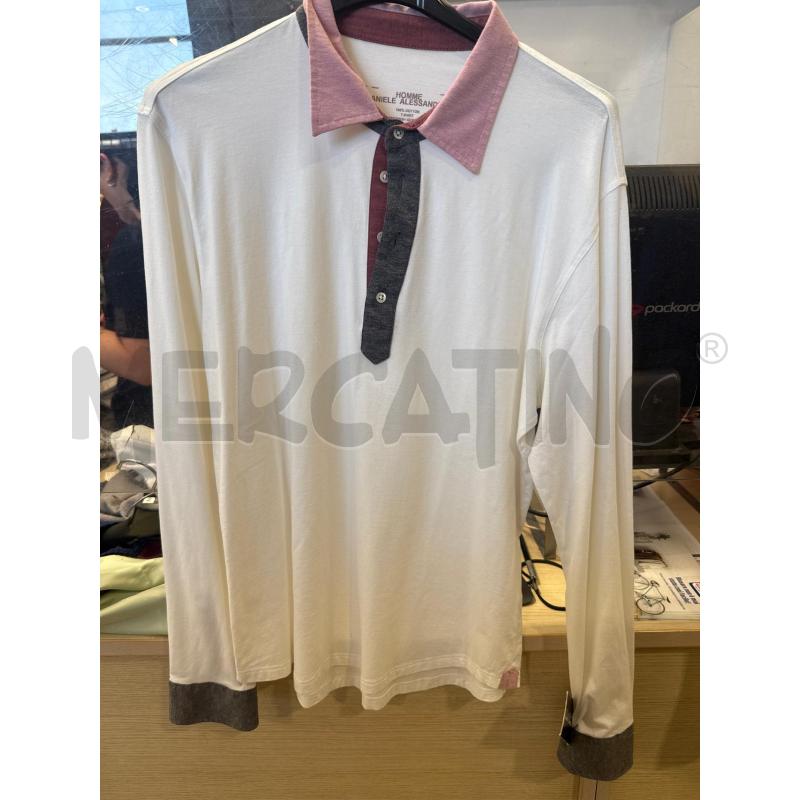 MAGLIA UOMO DANIELE ALESSANDRINI BIANCA COLLO ROSA  | Mercatino dell'Usato San giovanni teatino 1