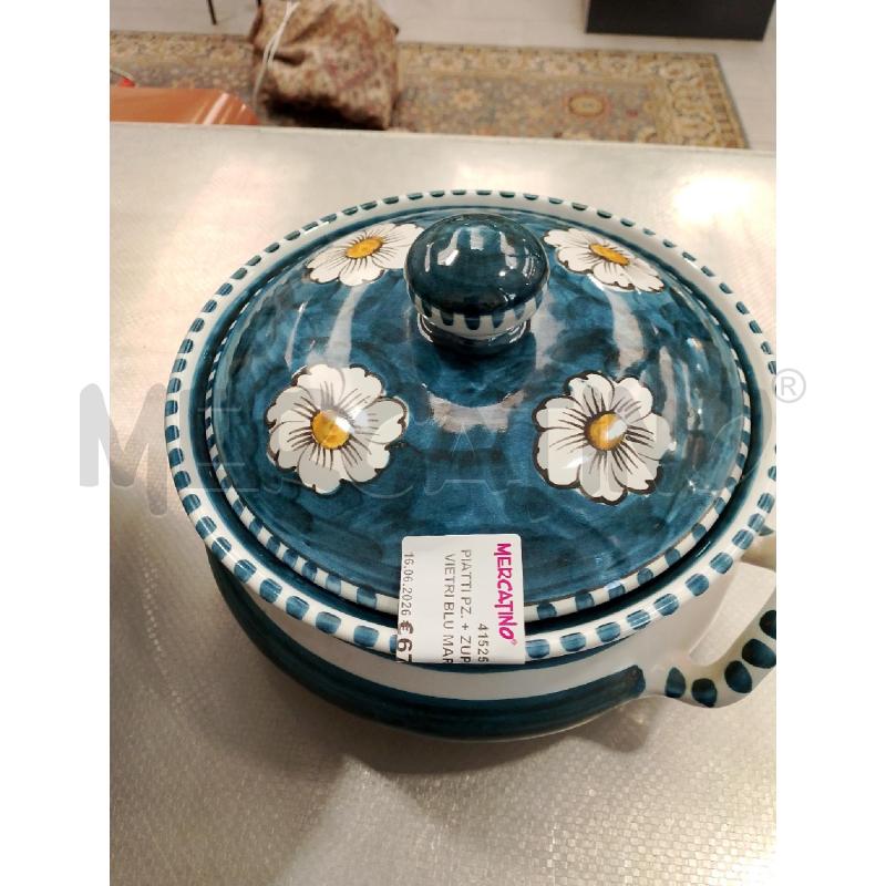 PIATTI PZ. + ZUPPIERA VIETRI BLU MARGHERITE | Mercatino dell'Usato San giovanni teatino 3