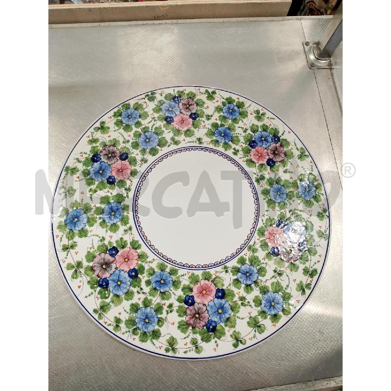 PIATTO CASTELLI FIORELLINI AZZURRI E ROSA 41CM | Mercatino dell'Usato San giovanni teatino 1
