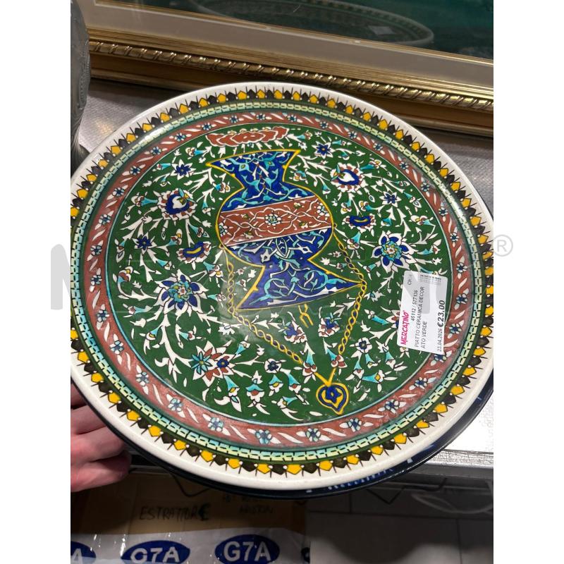 PIATTO CERAMICA DECORATO VERDE | Mercatino dell'Usato San giovanni teatino 1