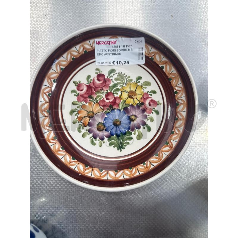 PIATTO FIORI BORDO MARRO AUSTRIACO | Mercatino dell'Usato San giovanni teatino 1