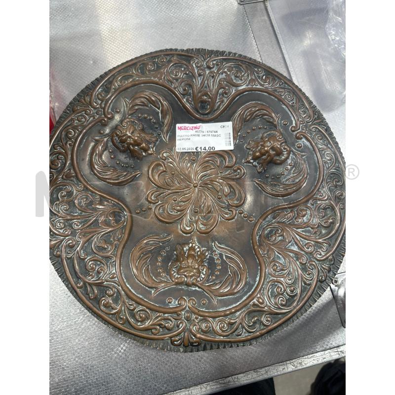 PIATTO RAME 34CM MASCHERONI | Mercatino dell'Usato San giovanni teatino 1