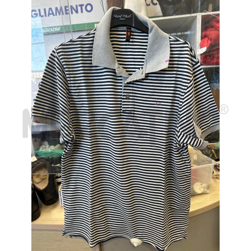 POLO UOMO SUN 68 RIGHE BIANCHE BLU  | Mercatino dell'Usato San giovanni teatino 1