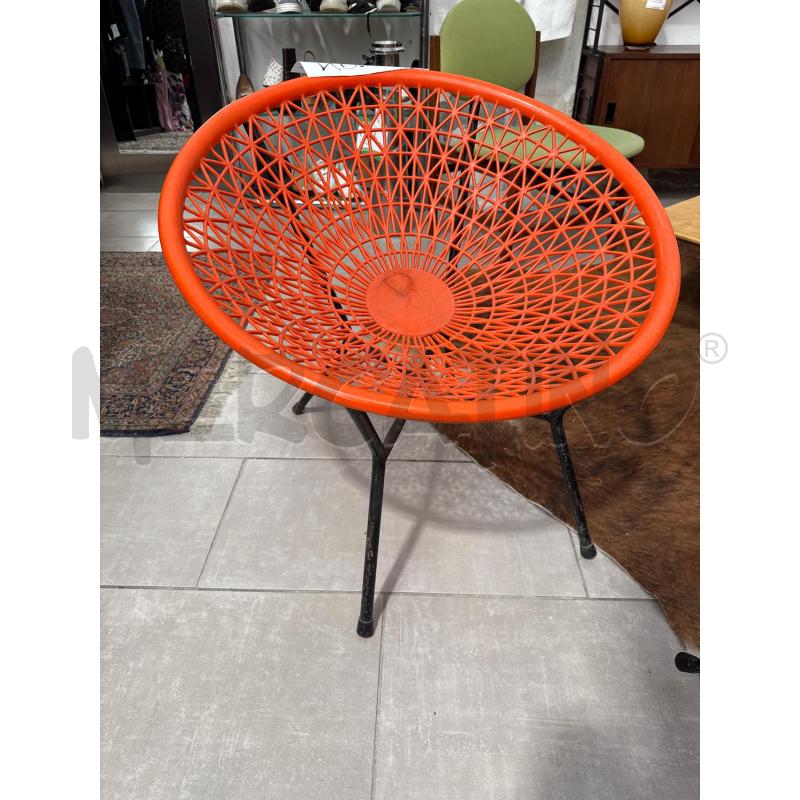 POLTRONCINA DA GIARDINO ANNI 60 ARANCIO E NERA  | Mercatino dell'Usato San giovanni teatino 3