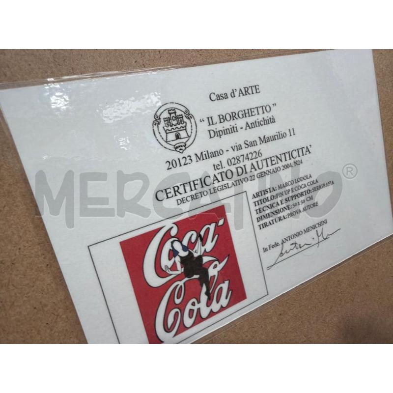 PROVA D'AUTORE FIRMA MARCO LODOLA PIN UP E COCA COLA 50X70  | Mercatino dell'Usato San giovanni teatino 2