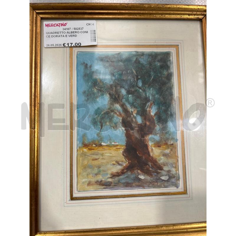 QUADRETTO ALBERO CONICE DORATA E VERDE | Mercatino dell'Usato San giovanni teatino 1