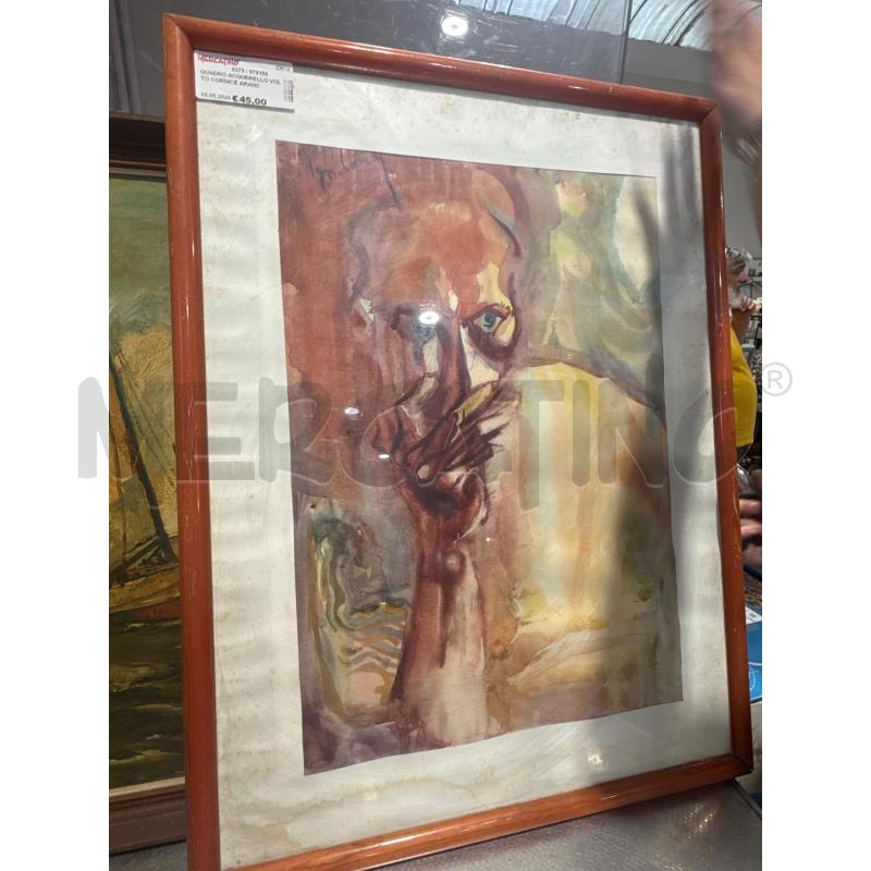 QUADRO ACQUERELLO VOLTO CORNICE ARANCIO | Mercatino dell'Usato San giovanni teatino 1
