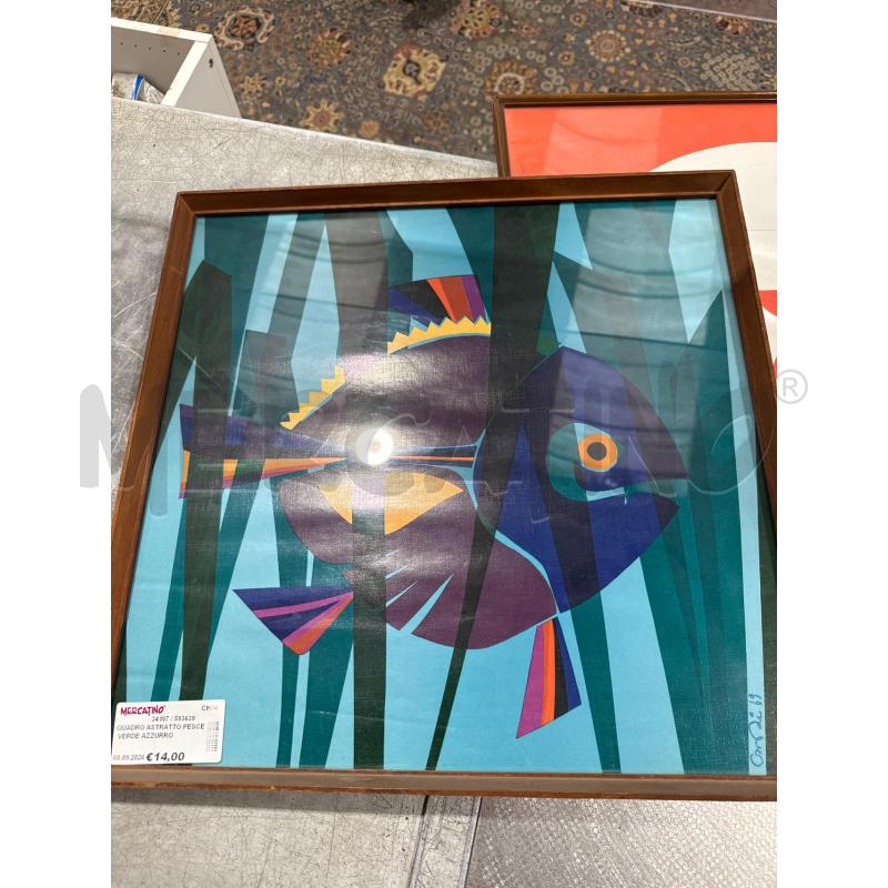 QUADRO ASTRATTO PESCE VERDE AZZURRO | Mercatino dell'Usato San giovanni teatino 1