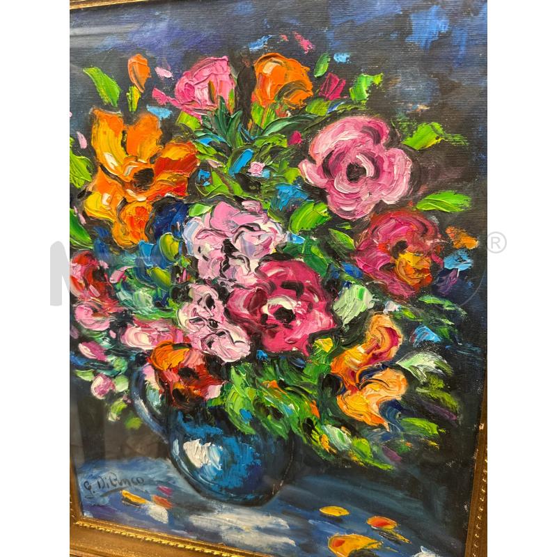 QUADRO A FIRMA DI CENSO VASO FIORI CORNICE DORATA | Mercatino dell'Usato San giovanni teatino 2