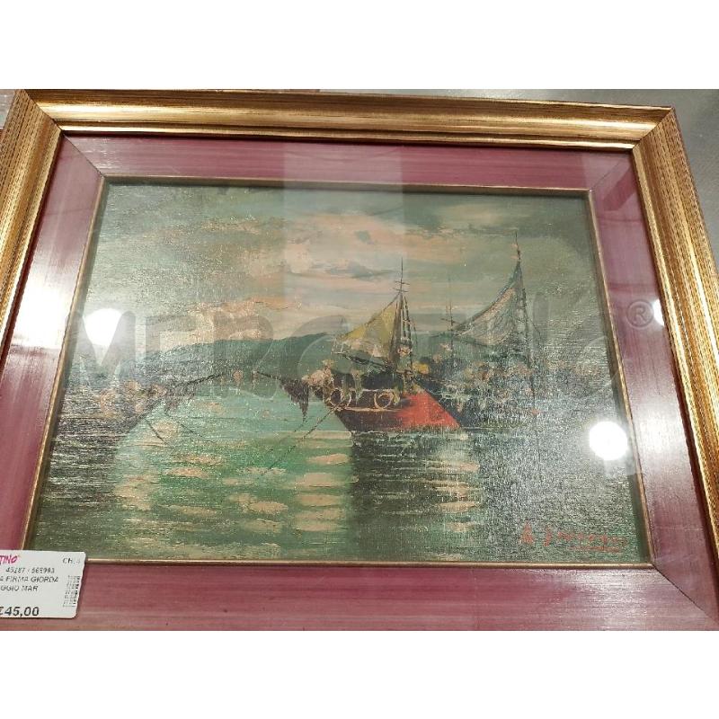 QUADRO A FIRMA GIORDANO PAESAGGIO MARITTIMO CON BARCHE | Mercatino dell'Usato San giovanni teatino 1