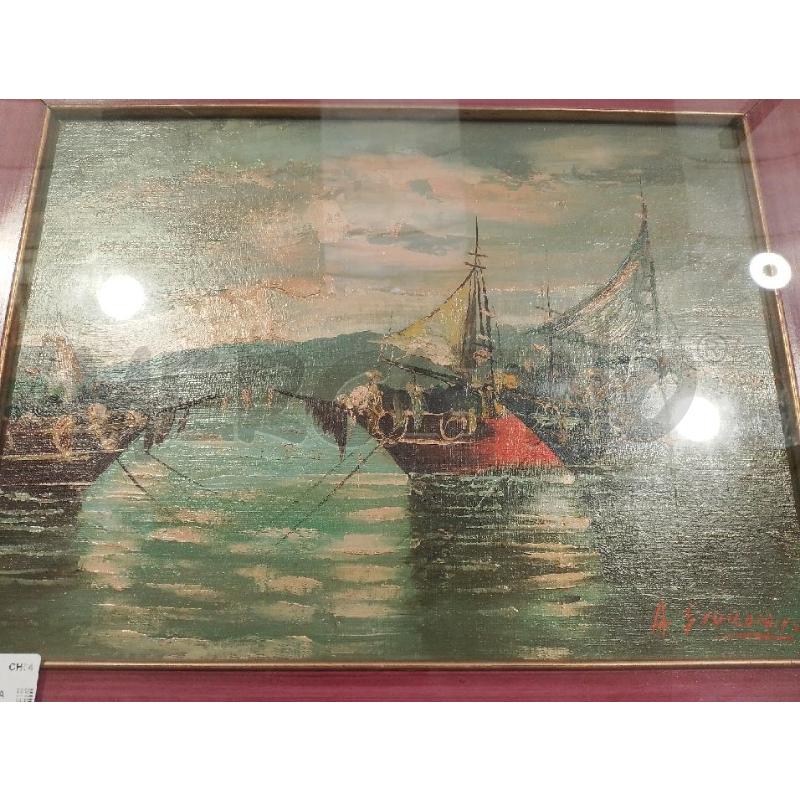 QUADRO A FIRMA GIORDANO PAESAGGIO MARITTIMO CON BARCHE | Mercatino dell'Usato San giovanni teatino 3