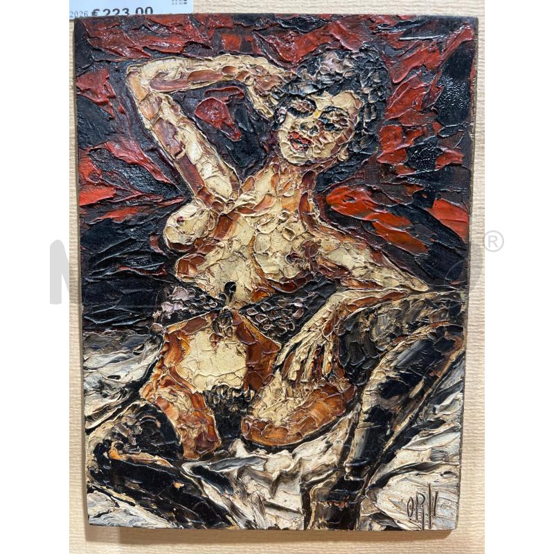 QUADRO A FIRMA MARCO ORSI DONNA SFONDO ROSSO 18X25 | Mercatino dell'Usato San giovanni teatino 1