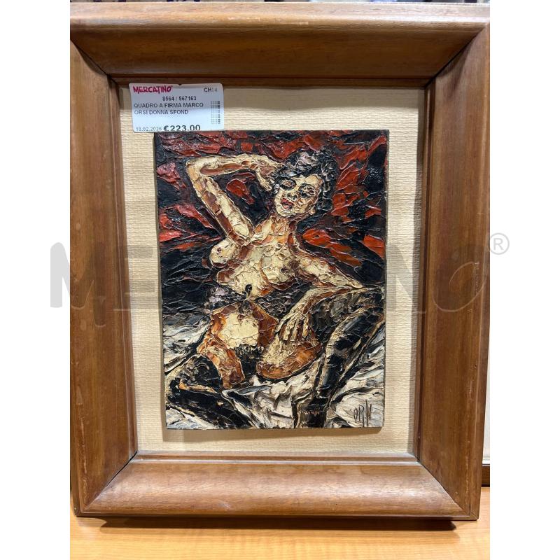 QUADRO A FIRMA MARCO ORSI DONNA SFONDO ROSSO 18X25 | Mercatino dell'Usato San giovanni teatino 2