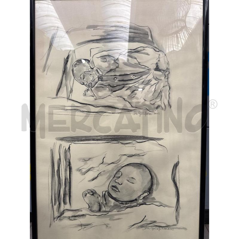 QUADRO BAMBINI DISEGNO RETTANGOLARE CORNICE NERA | Mercatino dell'Usato San giovanni teatino 1