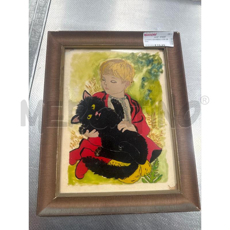 QUADRO BAMBINO CON GATTO | Mercatino dell'Usato San giovanni teatino 1