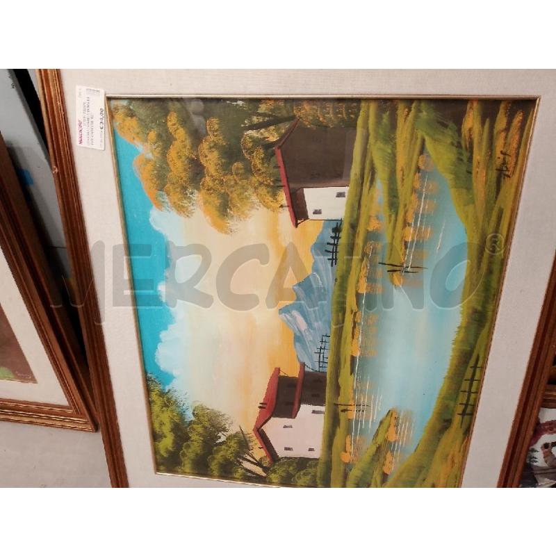 QUADRO CORNICE DORATA DUE CASETTE TETTO ROSSO | Mercatino dell'Usato San giovanni teatino 3