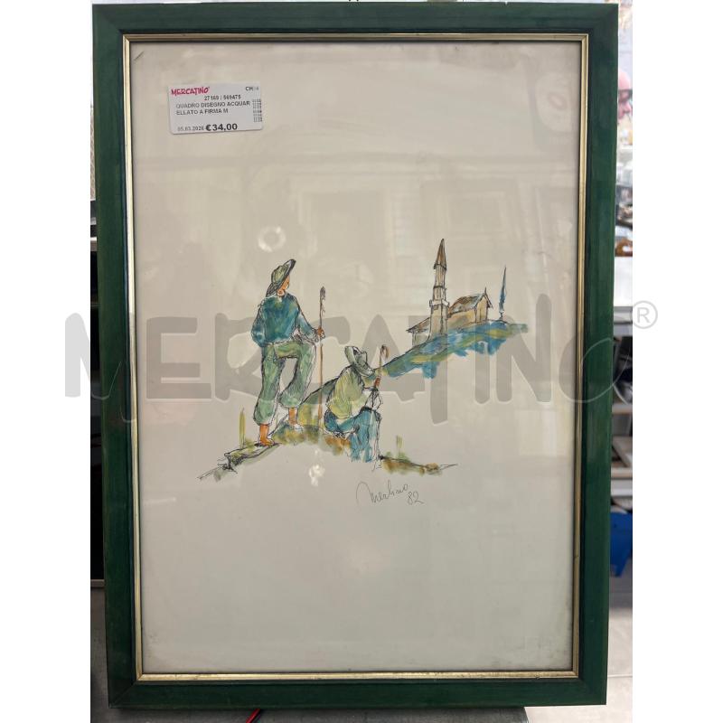 QUADRO DISEGNO ACQUARELLATO A FIRMA MERLINO 82 | Mercatino dell'Usato San giovanni teatino 1