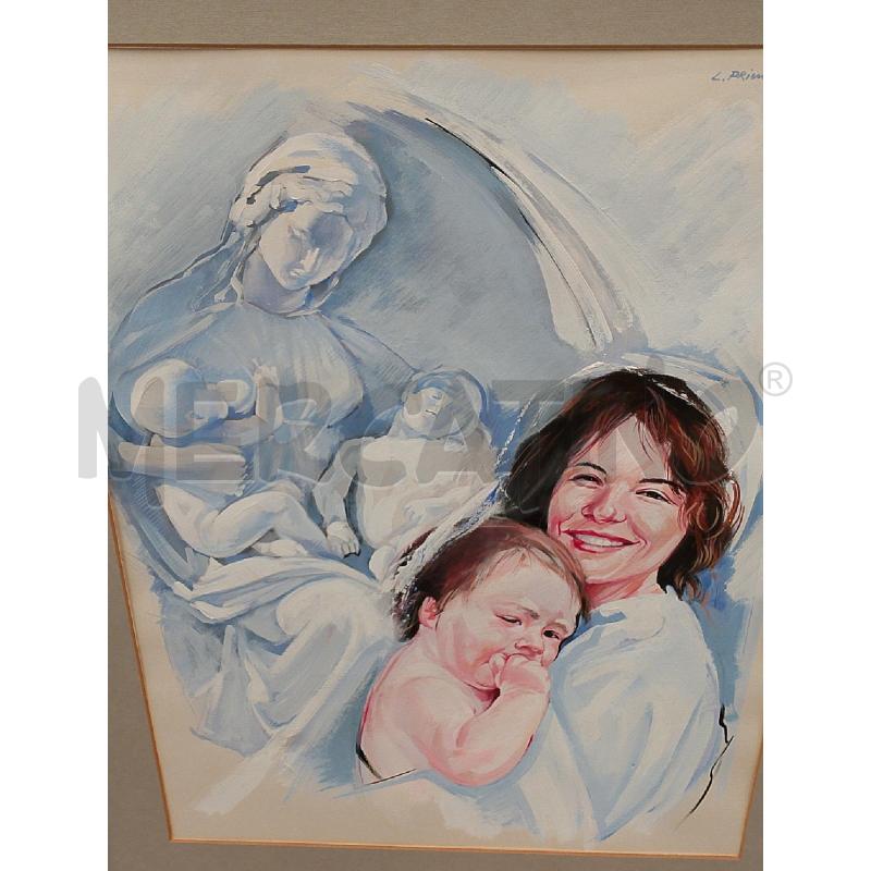 QUADRO DONNA CON BAMBINO A FIRMA LUCIANO PRIMAVERA | Mercatino dell'Usato San giovanni teatino 1
