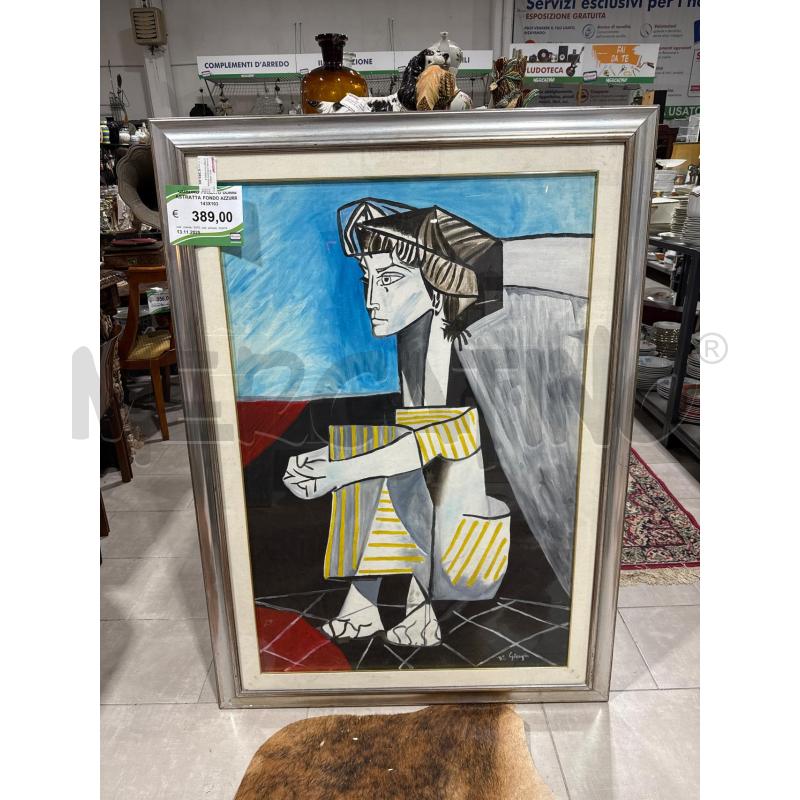 QUADRO FIRMATO DONNA ASTRATTA FONDO AZZURRO 143X103 | Mercatino dell'Usato San giovanni teatino 1