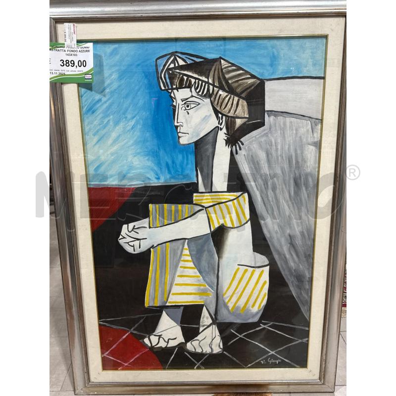 QUADRO FIRMATO DONNA ASTRATTA FONDO AZZURRO 143X103 | Mercatino dell'Usato San giovanni teatino 3