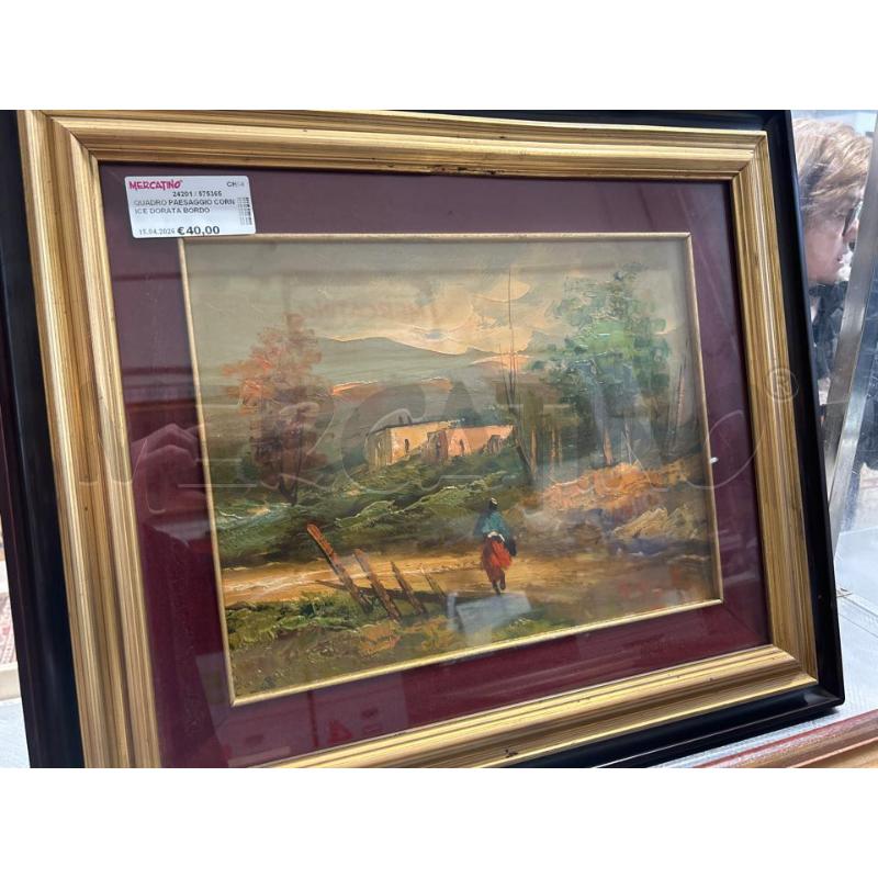 QUADRO PAESAGGIO CORNICE DORATA BORDO ROSSO | Mercatino dell'Usato San giovanni teatino 1