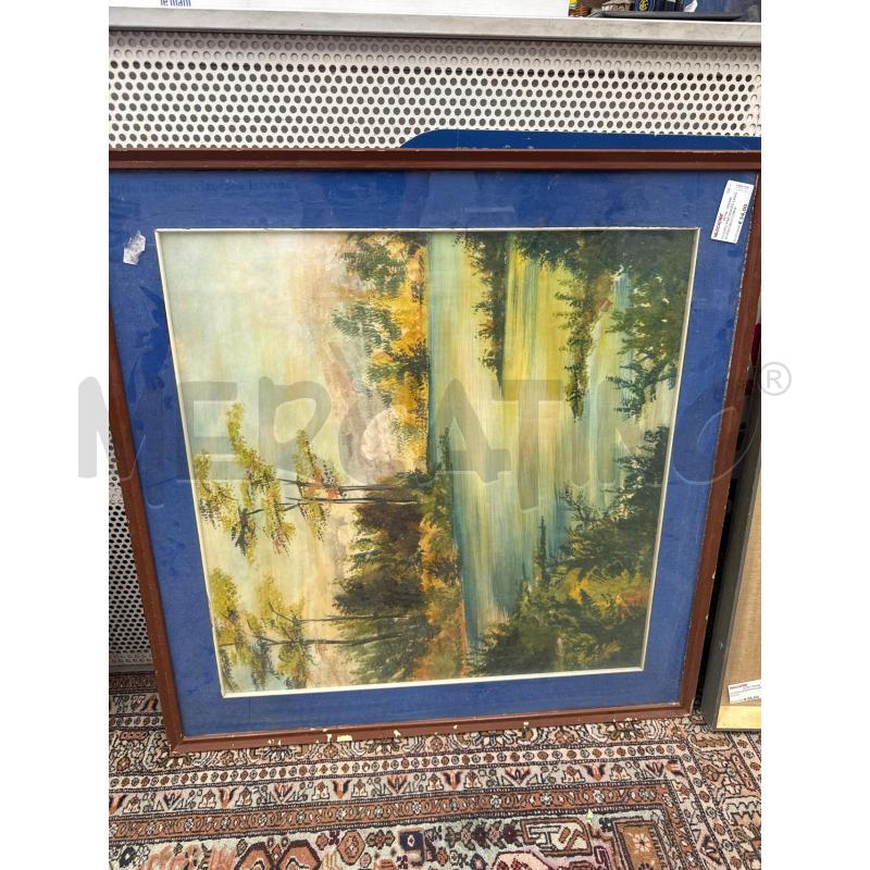 QUADRO PAESAGGIO LAGO BORDO BLU CORNICE LEGNO | Mercatino dell'Usato San giovanni teatino 1