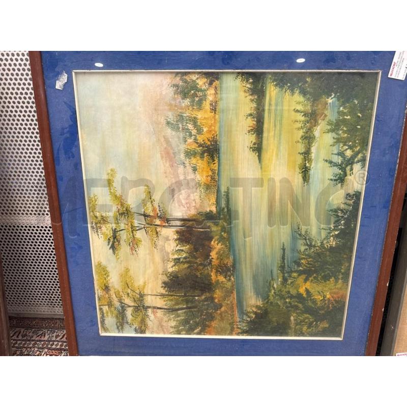 QUADRO PAESAGGIO LAGO BORDO BLU CORNICE LEGNO | Mercatino dell'Usato San giovanni teatino 2